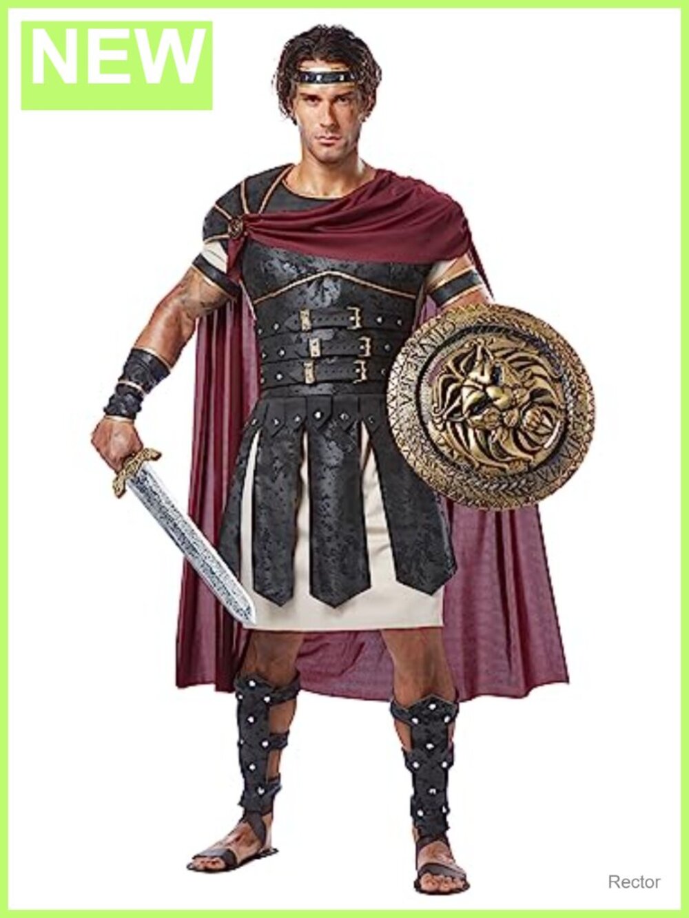 Men's Roman Gladiator Costume with Armor and Tunic